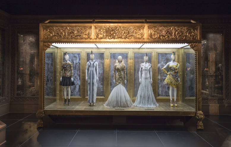 Installation view of 'Romantic Gothic' gallery  Artist: Alexander McQueen Savage Beauty at the V&A 2015 Victoria and Albert Museum, London