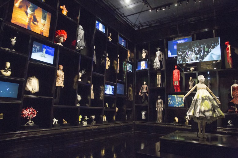 Installation view of  'Cabinet of Curiosities' gallery  Artist: Alexander McQueen Savage Beauty at the V&A 2015 Victoria and Albert Museum, London