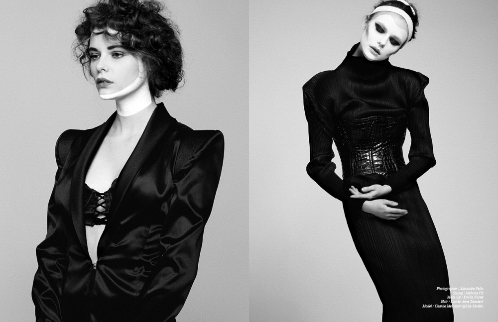 Suit jacket / Phylea Bra / Cadolle Opposite Dress / Issey Miyake Corset / Cadolle