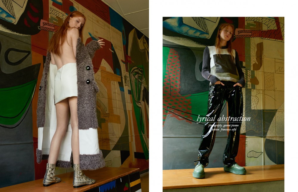 Coat & skirt / Fendi Boots / N°21 Opposite Jumper / Fendi Trousers / Jean Colonna Shoes / Acne Studios Bracelet / Kim Mee Hye