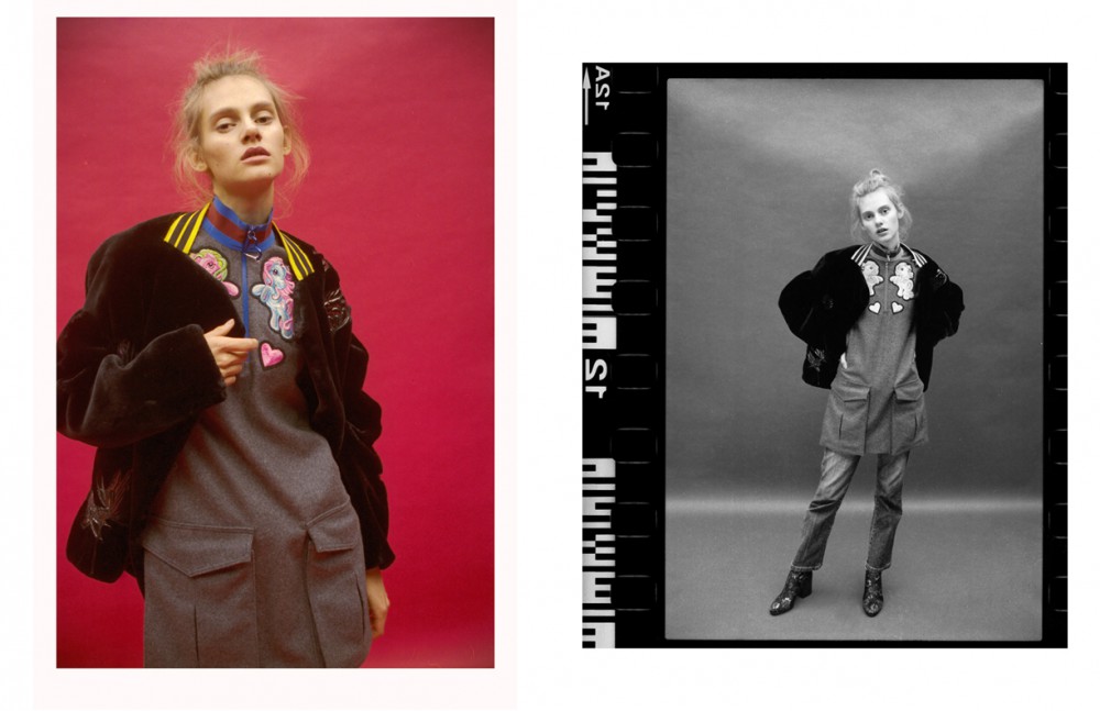 Eva @ Next wears Dress & Bomber / FYODOR GOLAN Jeans / AC Boots / Dries Van Noten