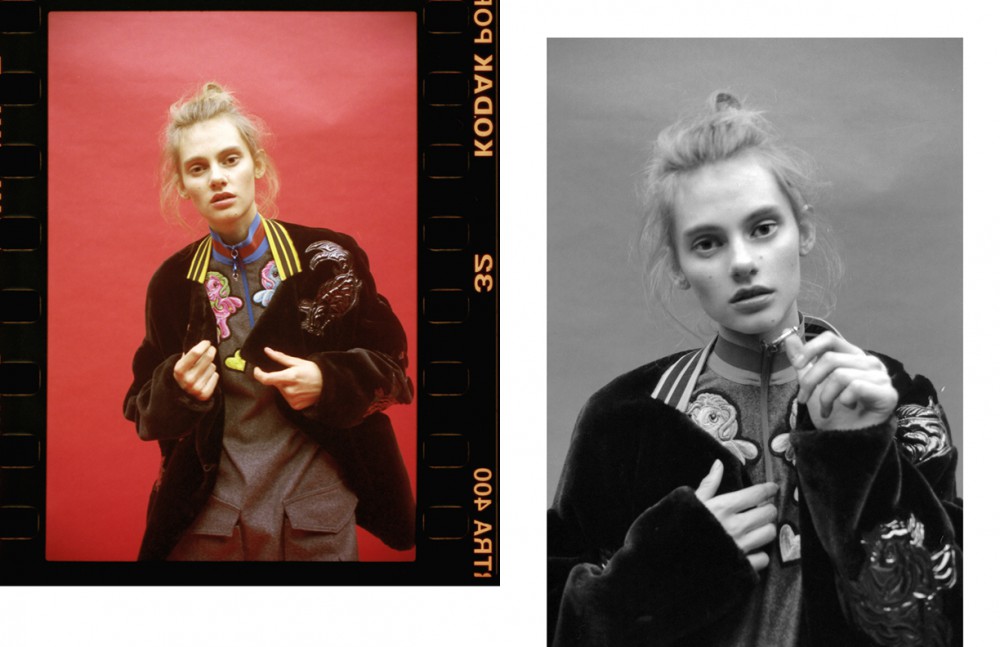 Eva @ Next wears Dress & Bomber / FYODOR GOLAN Jeans / AC Boots / Dries Van Noten