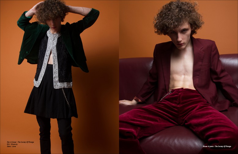 Vest & blazer / The Society Of Vintage Kilt / Givenchy Jeans / Acne Opposite Blazer & pants / The Society Of Vintage