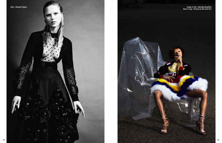 Dress / Emanuel Ungaro Opposite Jumper & skirt / MaryMe-JimmyPaul Shoes & rings / Givenchy by Riccardo Tisci