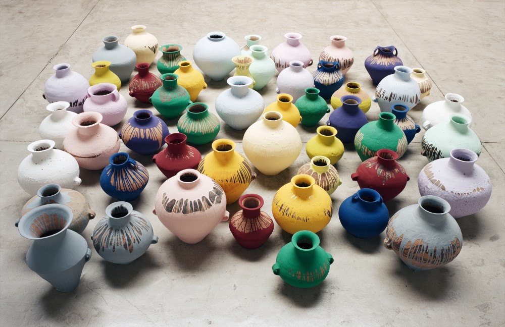 Ai Weiwei, Coloured Vases, 2006 Neolithic vases (5000-3000 BC) with industrial paint, dimensions variable Courtesy of Ai Weiwei Studio Image courtesy Ai Weiwei © Ai Weiwei