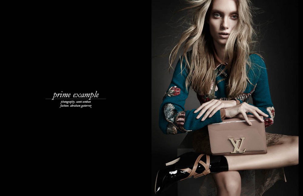 Shirt, jumper, culotte & skirt / Gucci Clutch, bracelet & ankle boots / Louis Vuitton